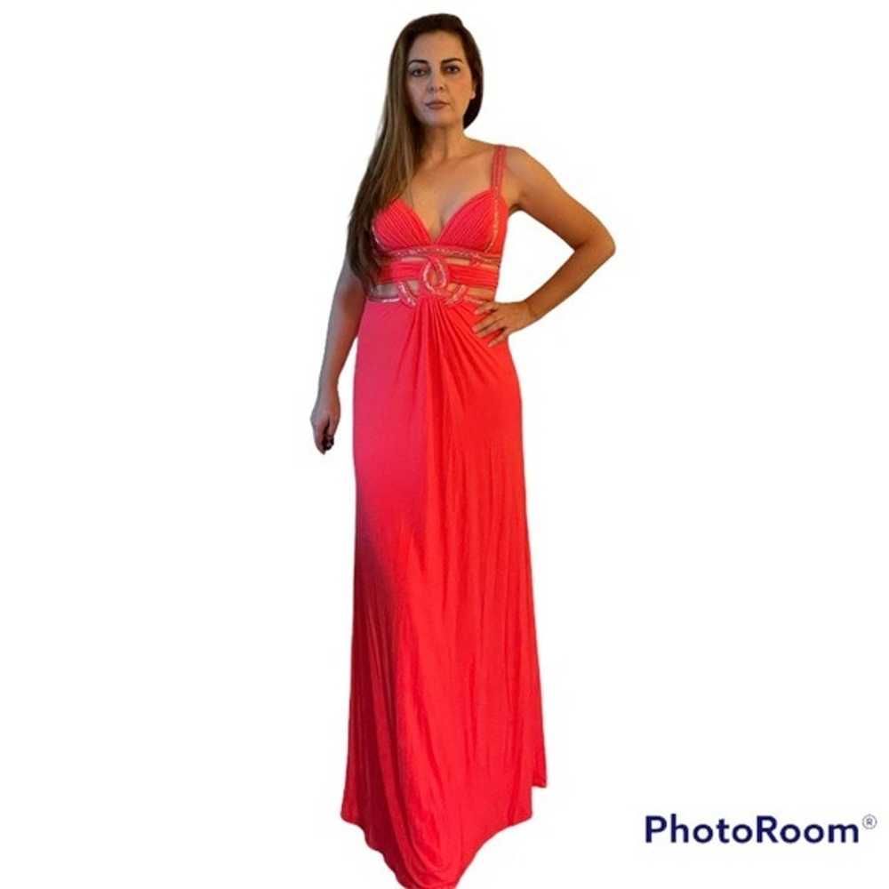 Betsy Adam Hot Pink Wedding Guest Maxi Dress Nigh… - image 1