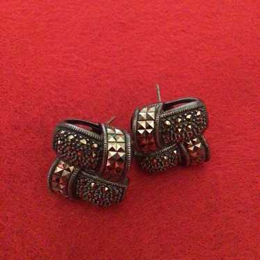 Judith Jack Vintage Sterling Silver Marcasite Earr