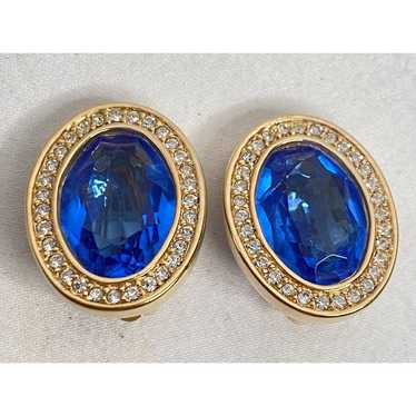 DSC Daniel Swarovski Earrings Vintage 80s Dark Blu