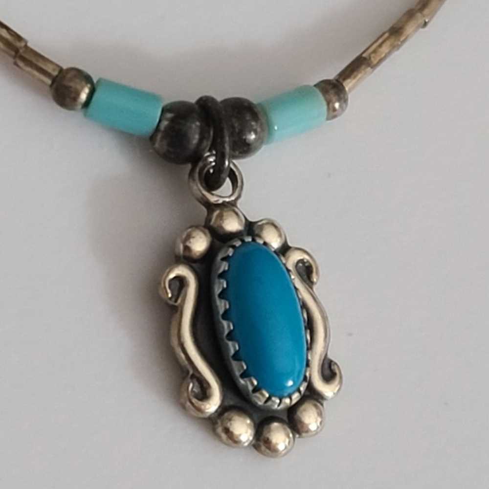 Vintage sleeping beauty turquoise liquid silver n… - image 6