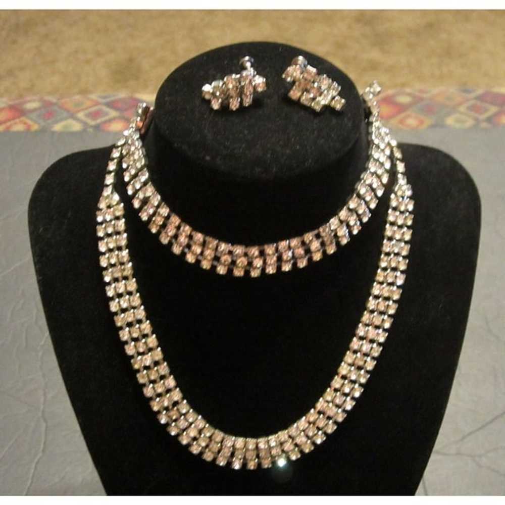 Vintage BJR rhinestone 3  piece jewelry set - image 1