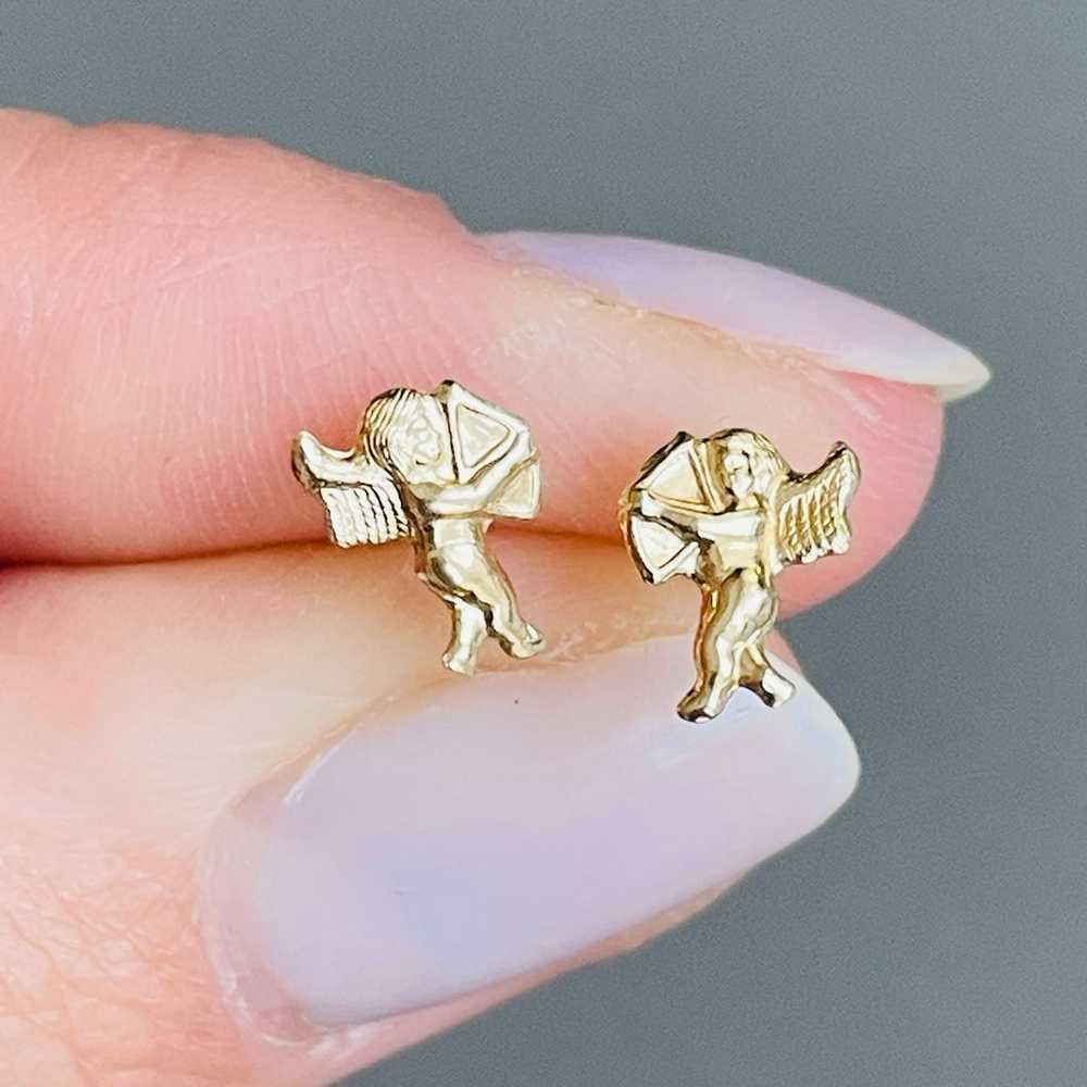 14K SOLID GOLD PETITE CHERUB ANGEL PLAYING HARP S… - image 2