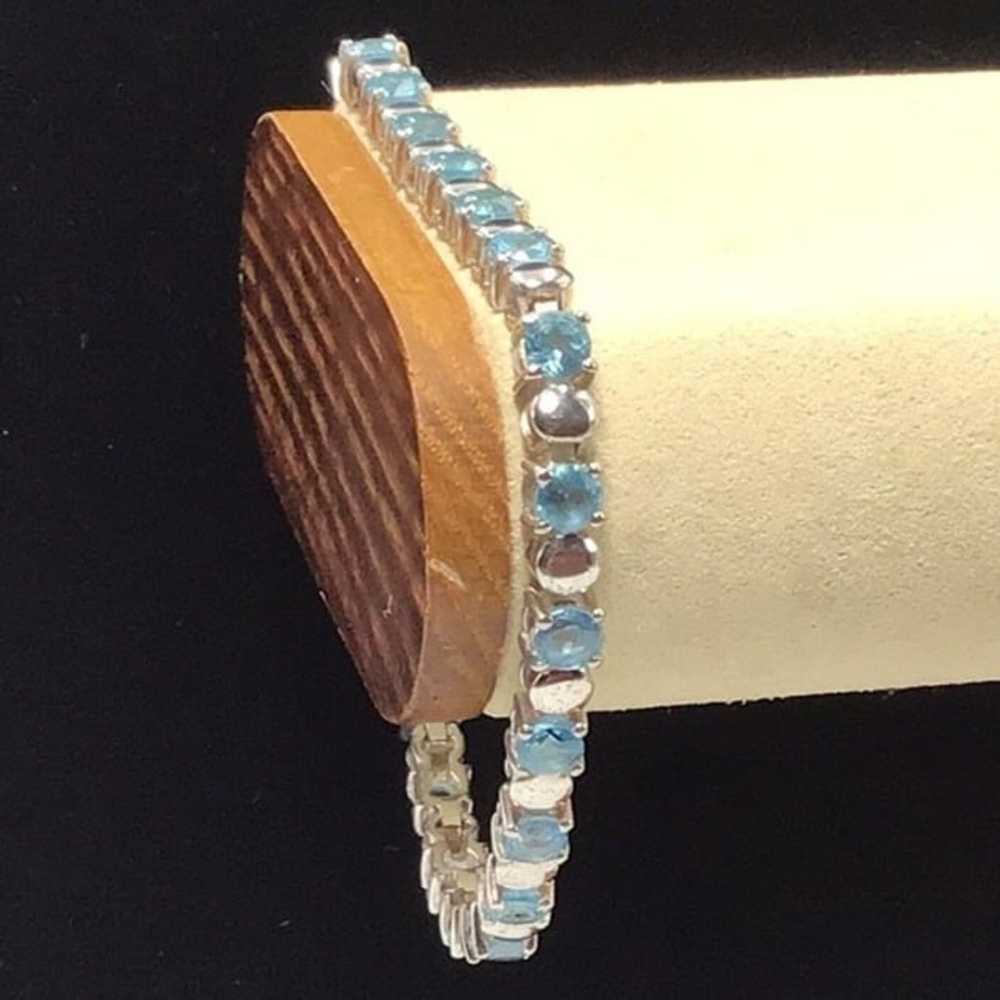 Sterling Silver Blue Topaz Bracelet Vintage Thail… - image 1