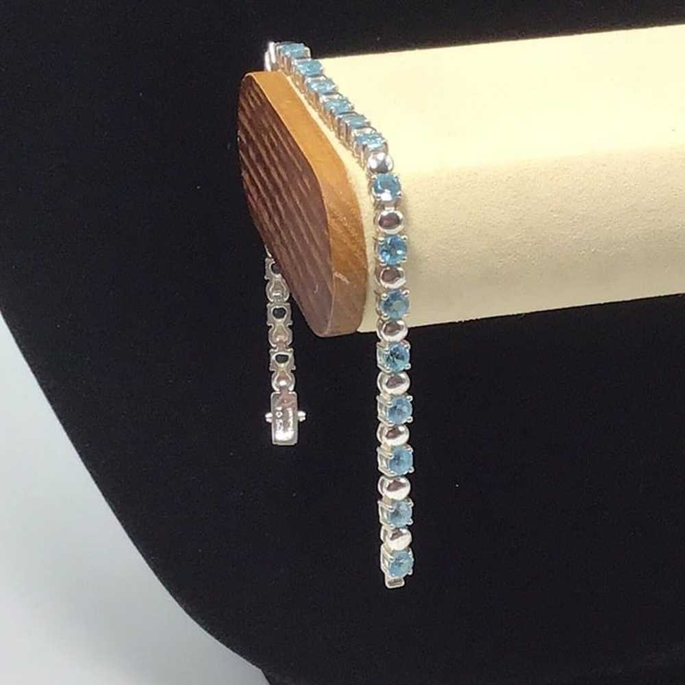 Sterling Silver Blue Topaz Bracelet Vintage Thail… - image 3