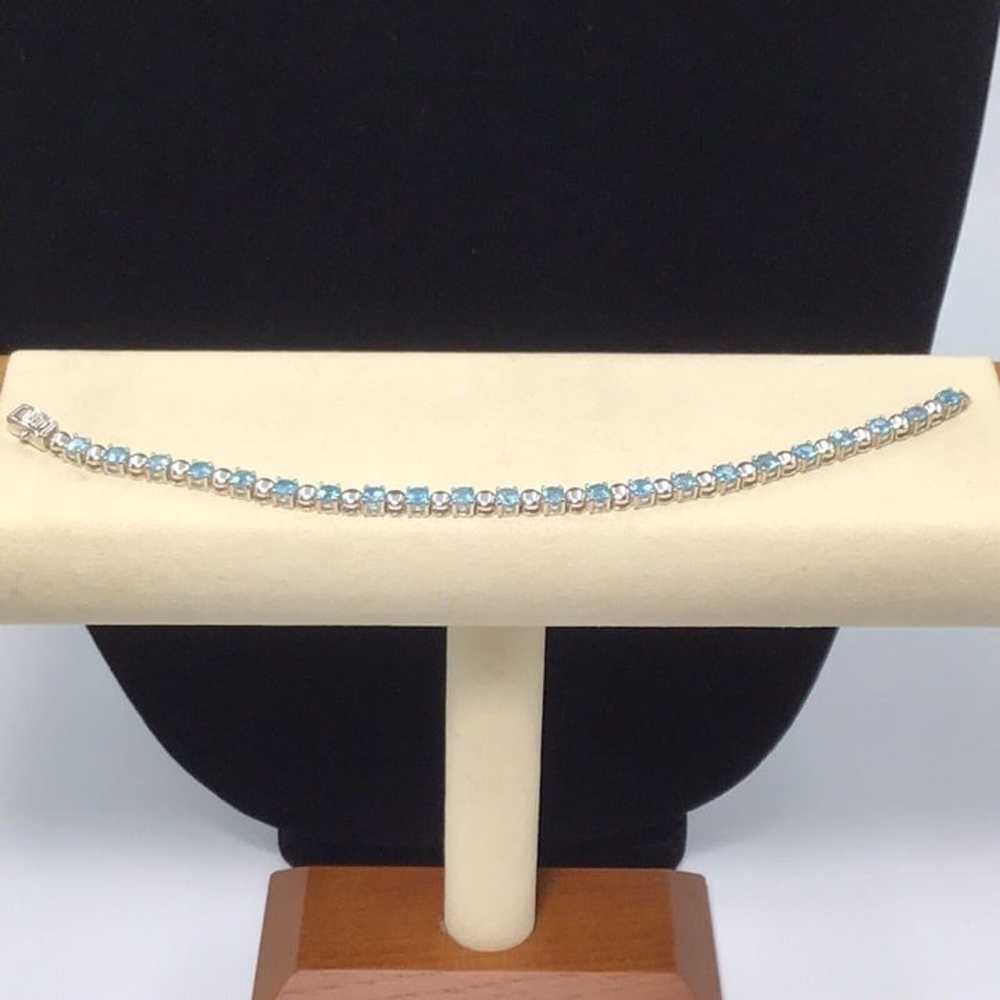 Sterling Silver Blue Topaz Bracelet Vintage Thail… - image 4