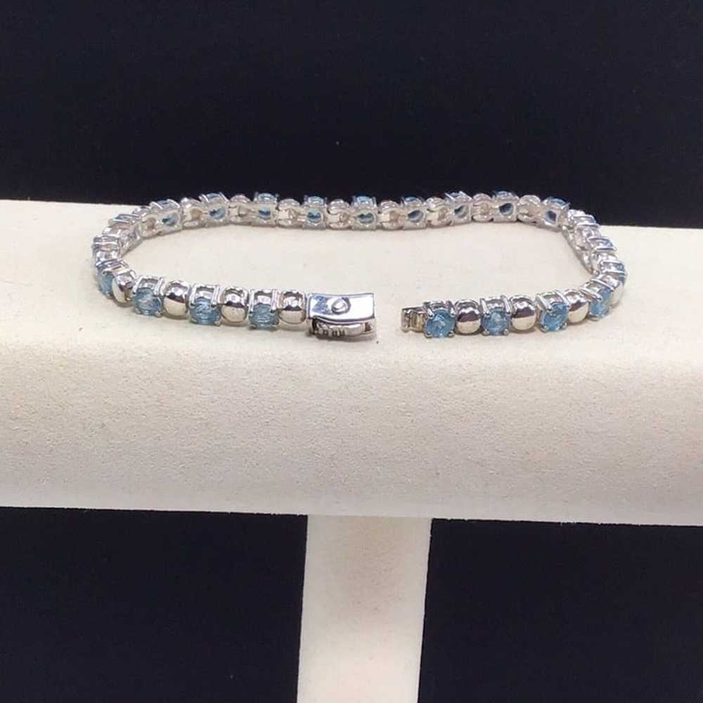 Sterling Silver Blue Topaz Bracelet Vintage Thail… - image 6