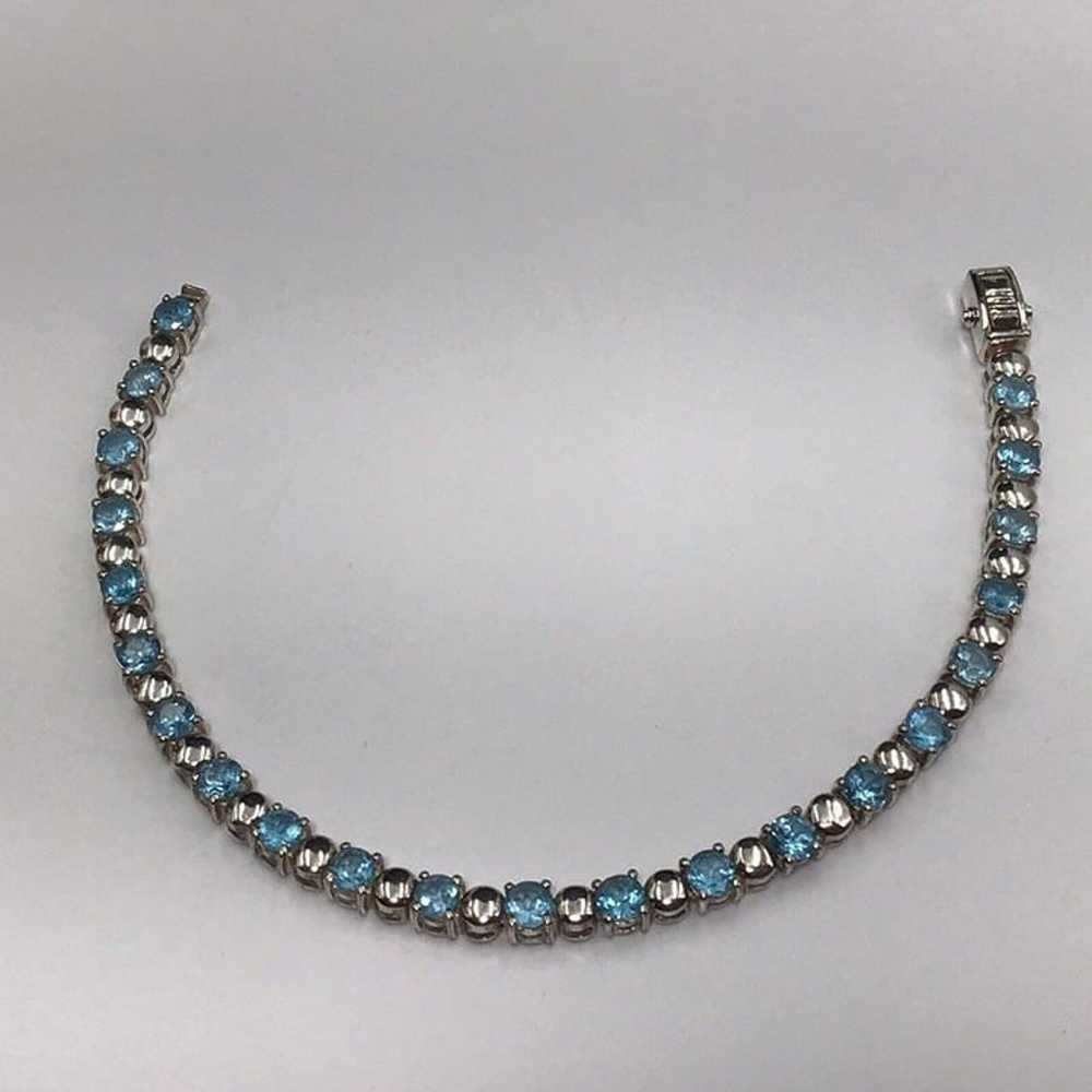 Sterling Silver Blue Topaz Bracelet Vintage Thail… - image 8