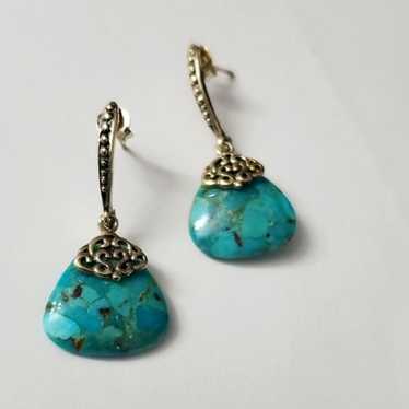 Sterling Silver 925 Turquoise Trillion Cut Dangle 