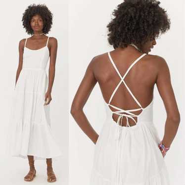 XIRENA | Owynn White Tiered Cotton Maxi Dress Sun… - image 1