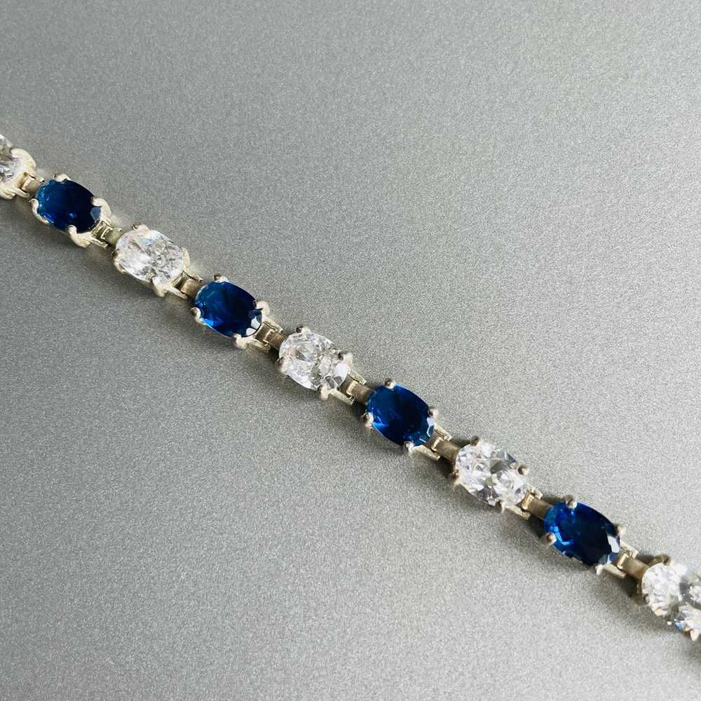 White & Blue Cubic Zirconia Sterling Silver Tenni… - image 4