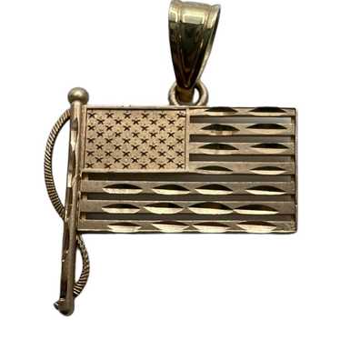 USA American Flag gold charm 14kt yellow gold