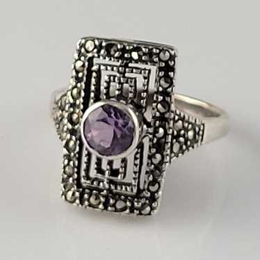 Art Deco Amethyst & Marcasite Sterling Ring