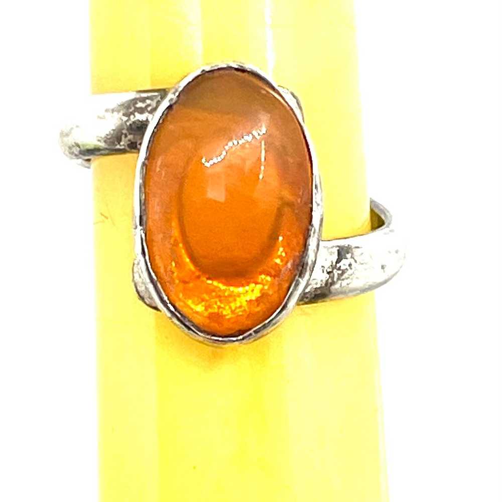 Stunning Mexican Fire Opal Ring Sz  9 - image 2