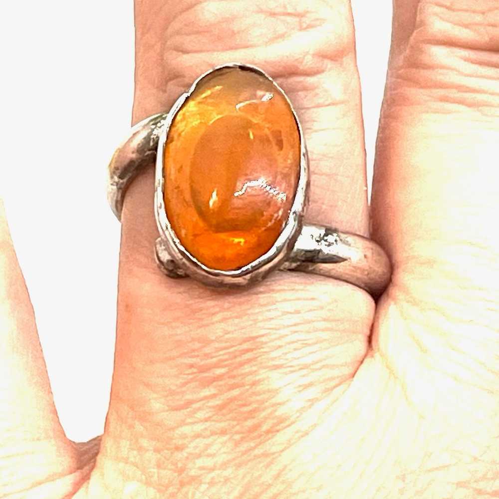 Stunning Mexican Fire Opal Ring Sz  9 - image 4