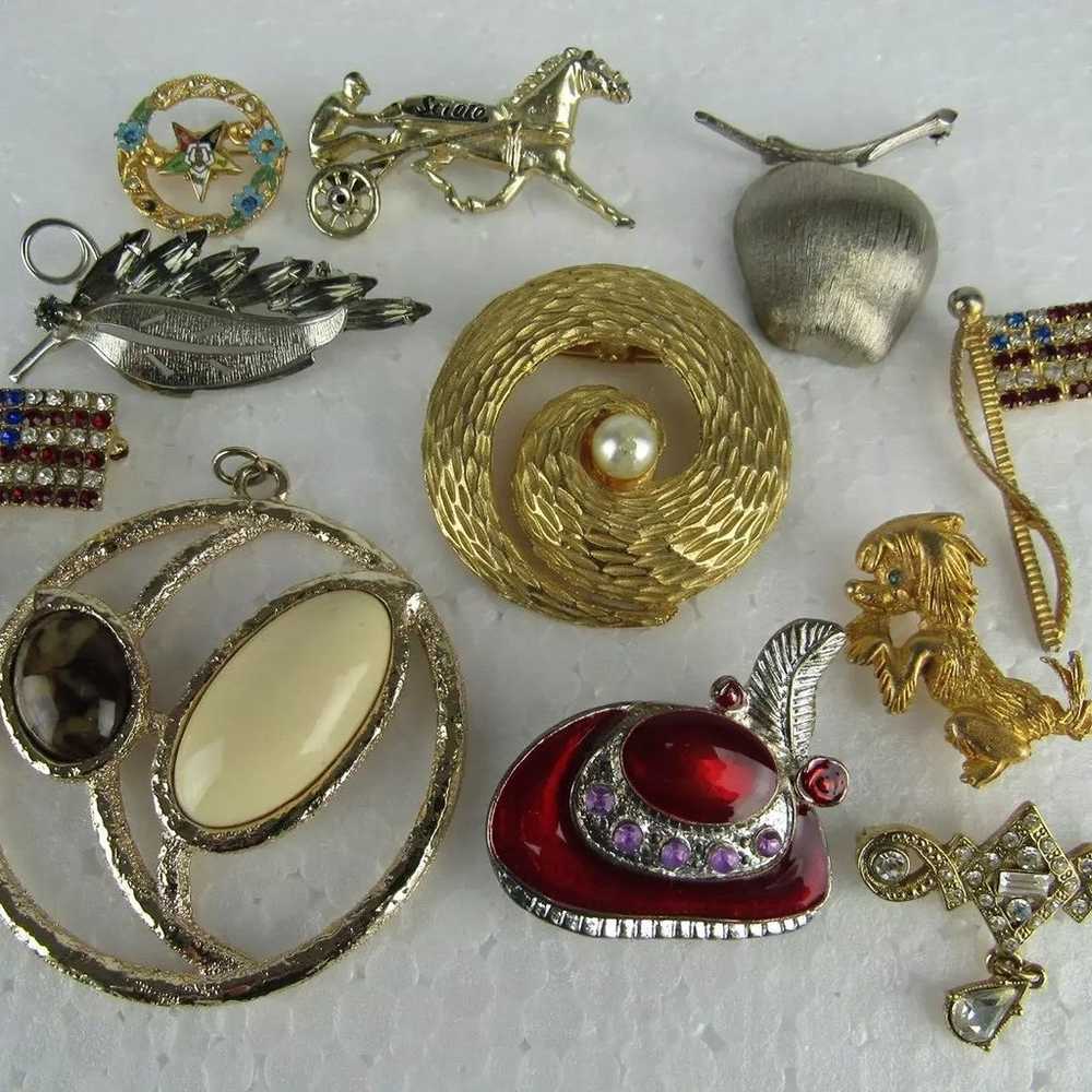 ESTATE SALE BROOCH LOT x11 vintage mid century re… - image 1