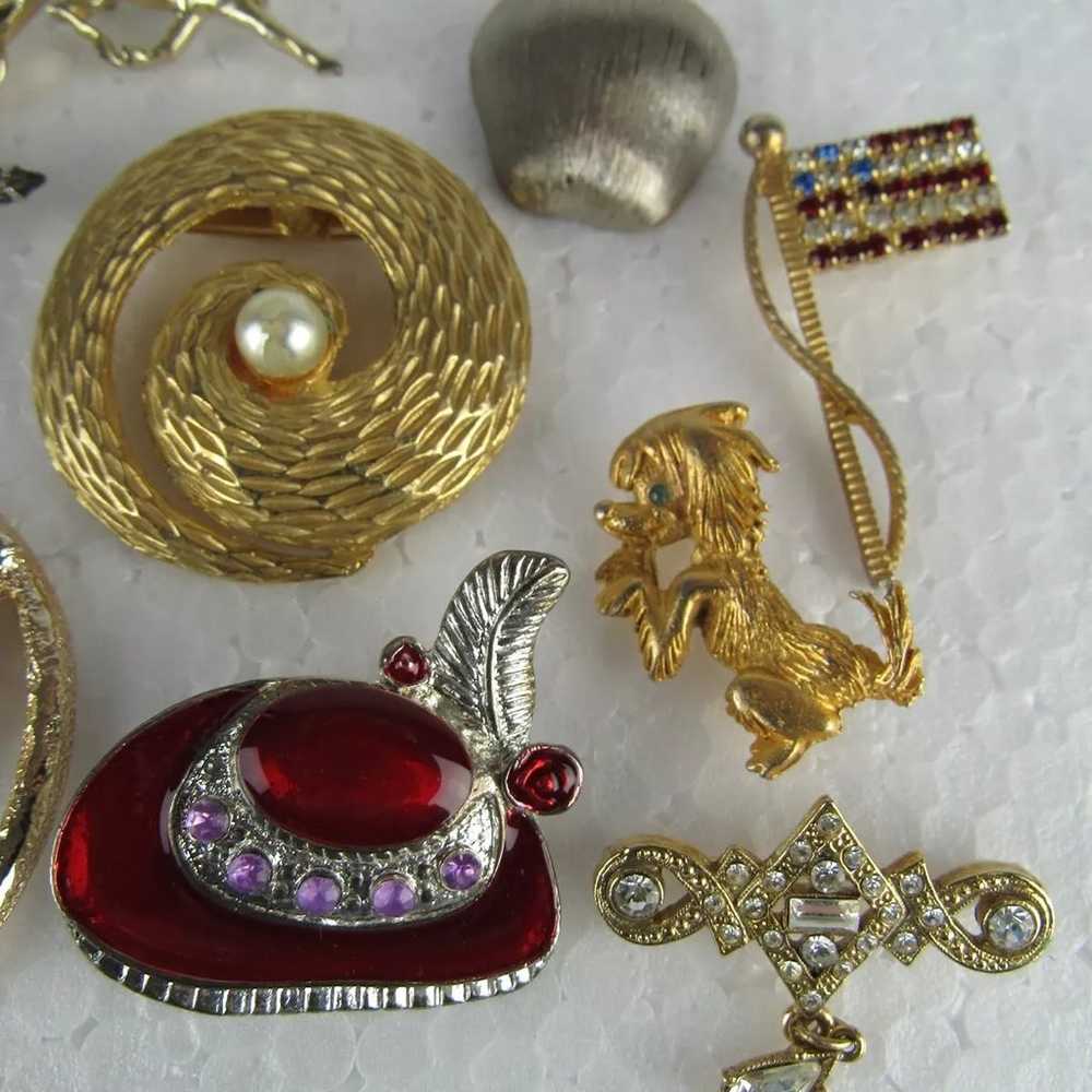 ESTATE SALE BROOCH LOT x11 vintage mid century re… - image 3