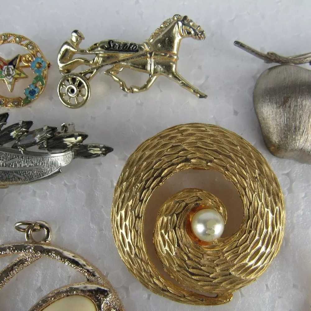 ESTATE SALE BROOCH LOT x11 vintage mid century re… - image 4