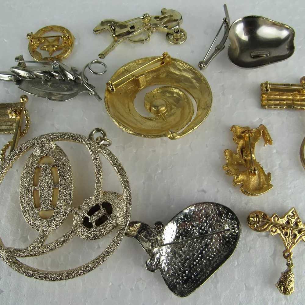 ESTATE SALE BROOCH LOT x11 vintage mid century re… - image 6