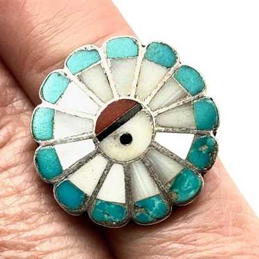 Native Americans Zuni Sun Face Ring Sterling Silve