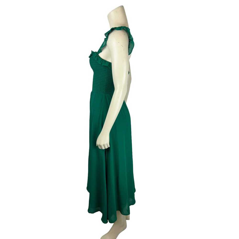 Reformation Green Siesta Midi Dress M Smocked Ruf… - image 3