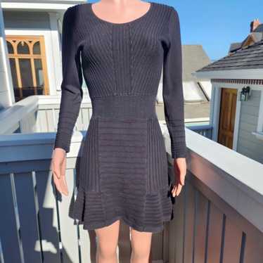 Sandro Paris Black Knit Textured Dress 2 Medium