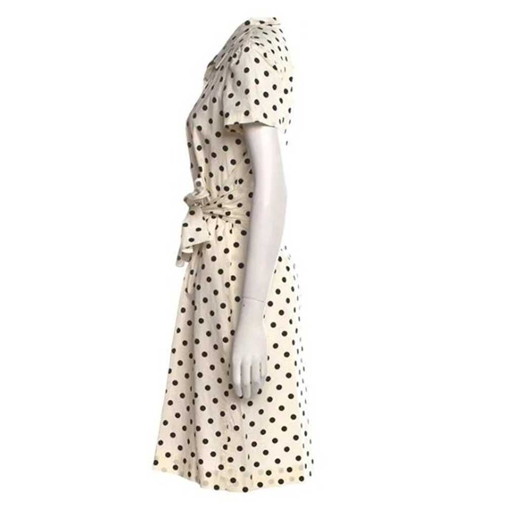 Carolina Herrera Cream Black Polka Dot Tie Waist … - image 2