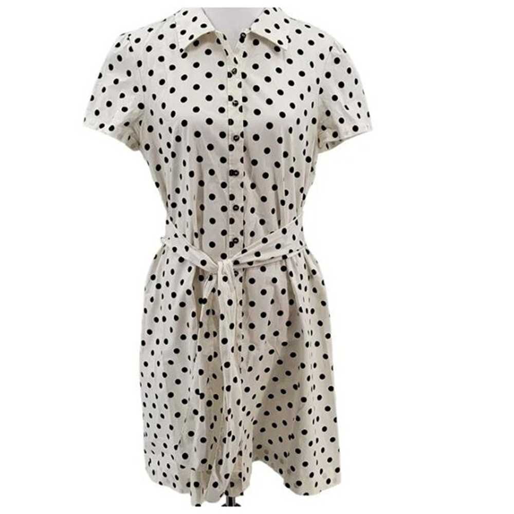 Carolina Herrera Cream Black Polka Dot Tie Waist … - image 3