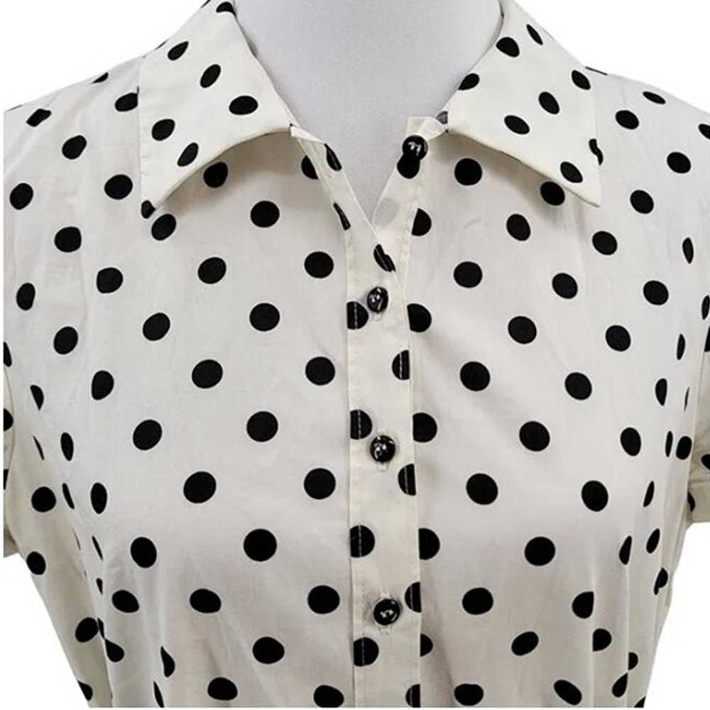 Carolina Herrera Cream Black Polka Dot Tie Waist … - image 4