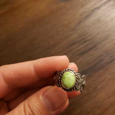 Vintage Sterling Silver Green Turquoise Ring - image 1