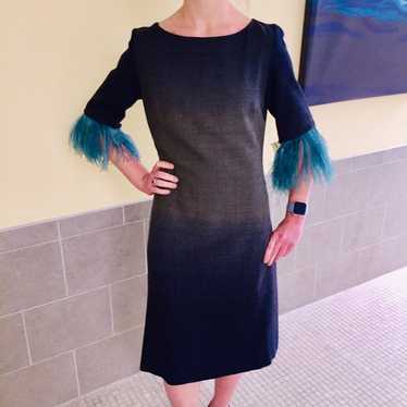 Wool sz 6-8 ombre dress with feathers - image 1