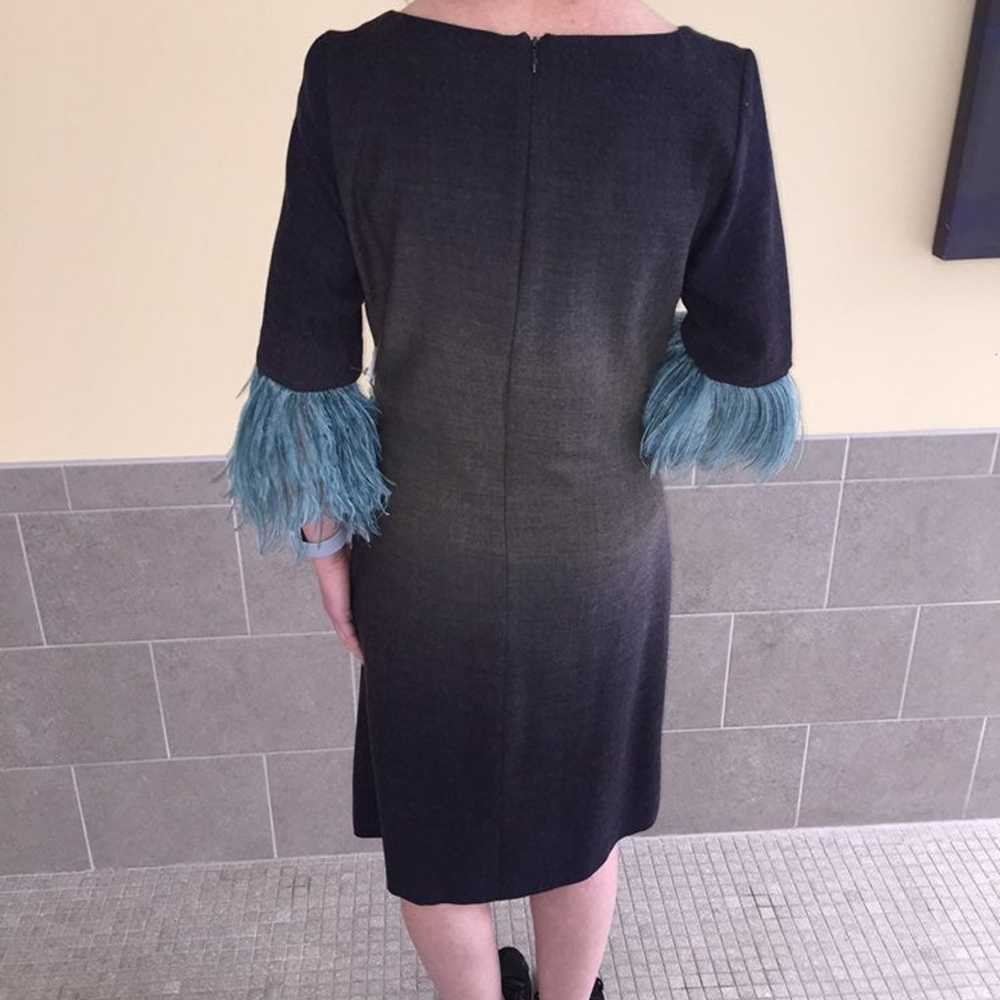 Wool sz 6-8 ombre dress with feathers - image 2