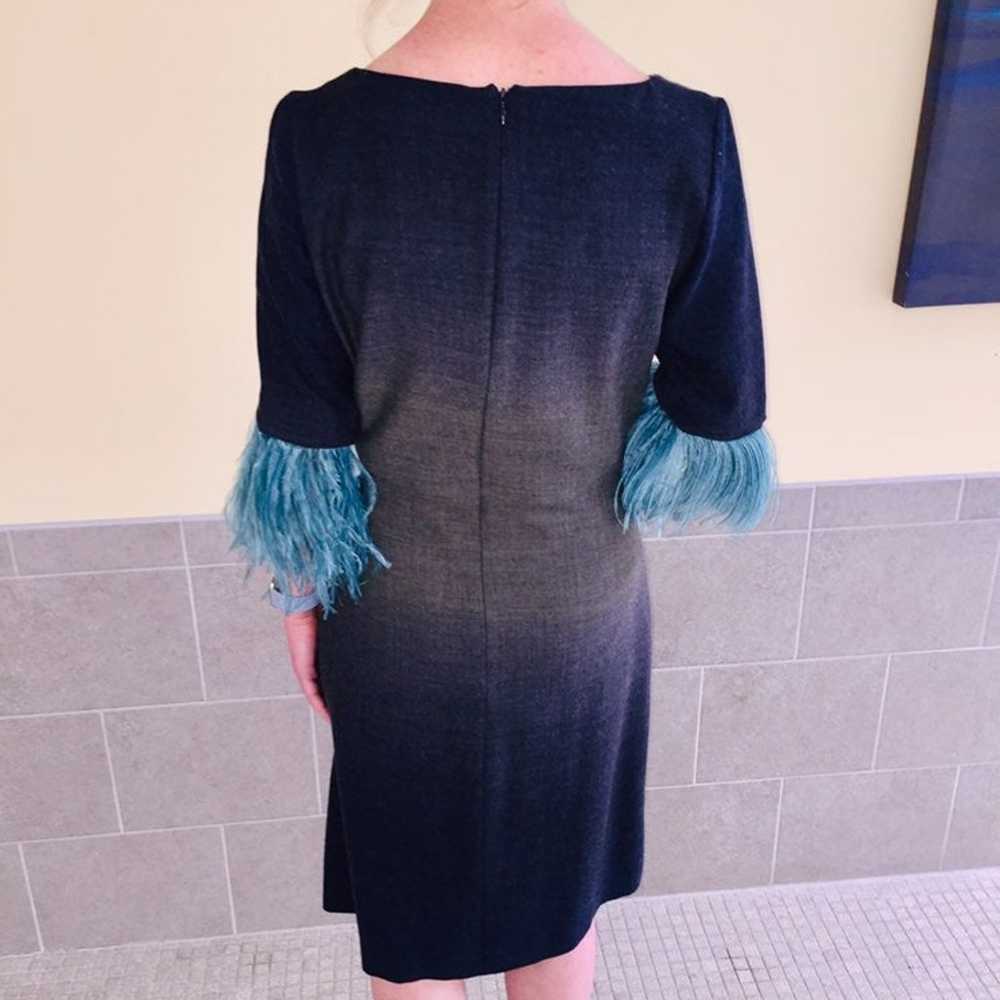 Wool sz 6-8 ombre dress with feathers - image 4