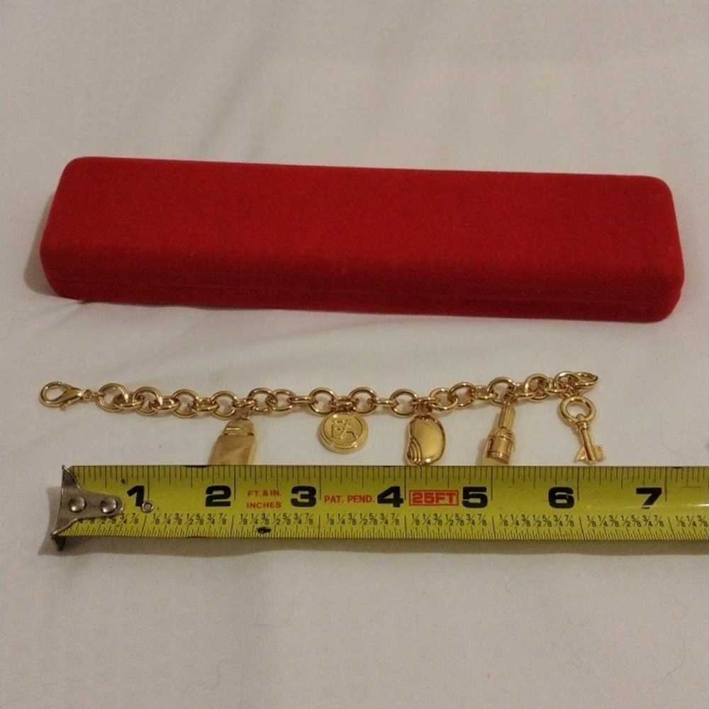 Elizabeth Arden Gold Charm Bracelet Thick Chain 5… - image 10