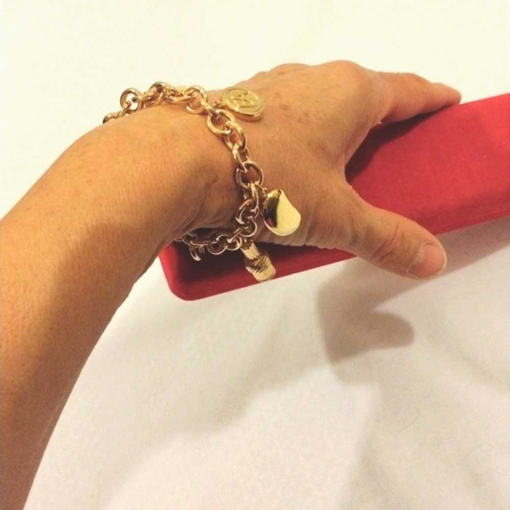 Elizabeth Arden Gold Charm Bracelet Thick Chain 5… - image 3