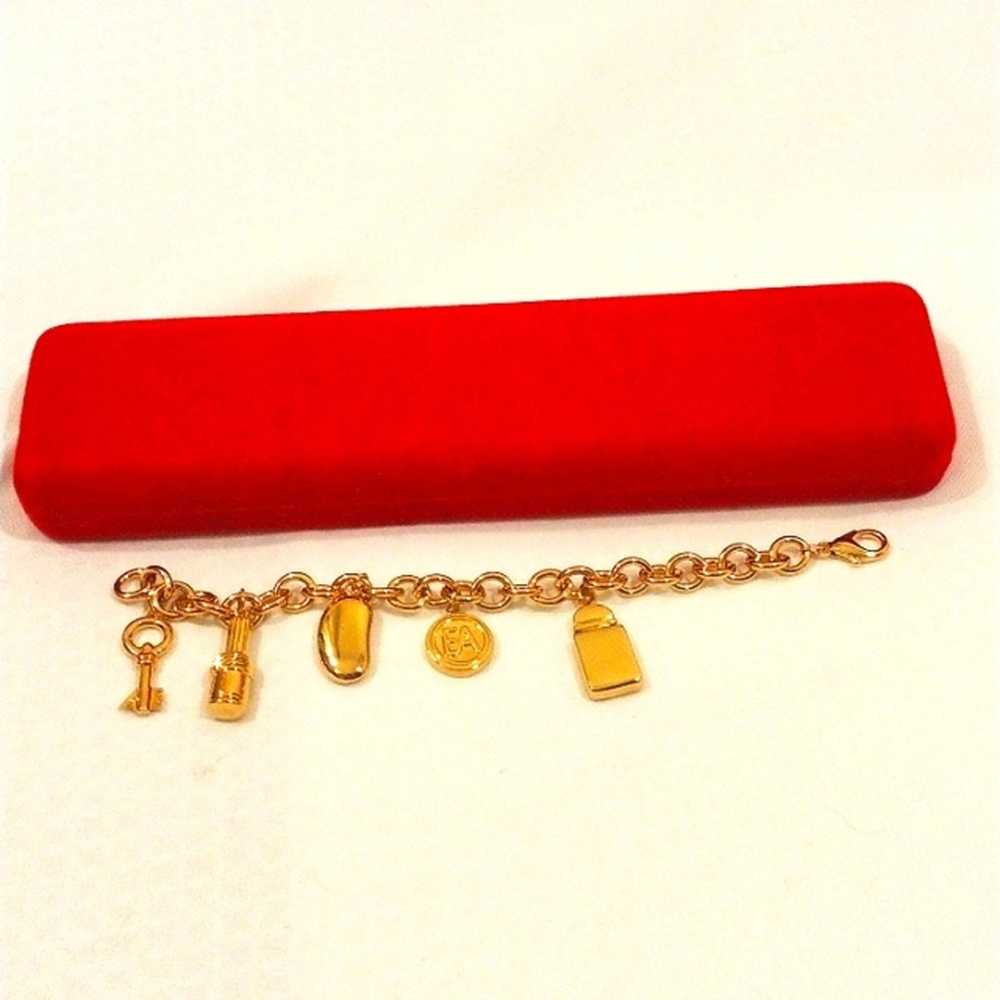 Elizabeth Arden Gold Charm Bracelet Thick Chain 5… - image 8