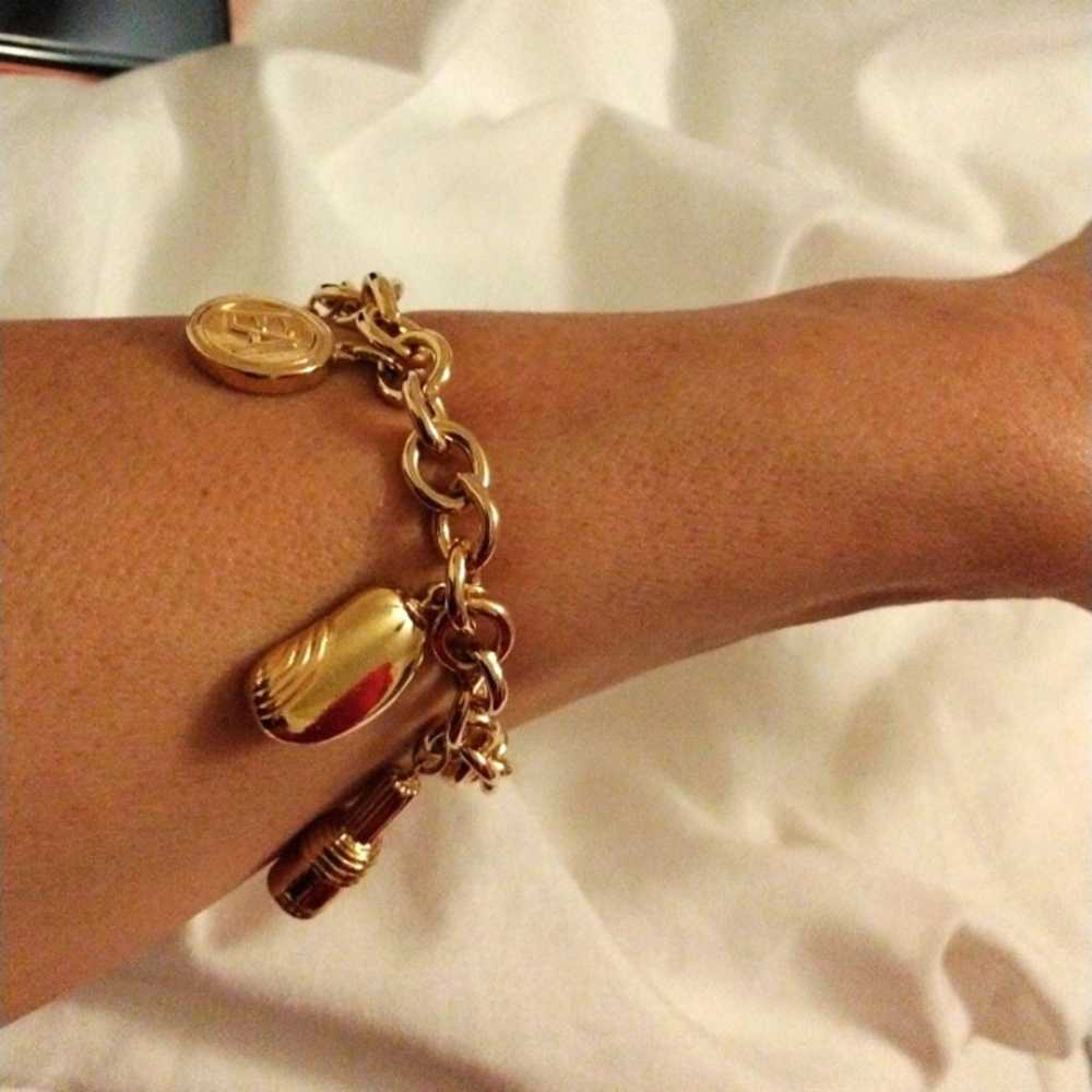 Elizabeth Arden Gold Charm Bracelet Thick Chain 5… - image 9