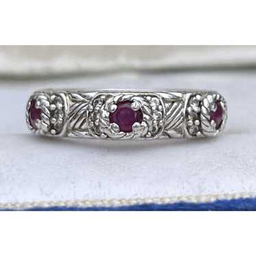 Judith Ripka Ruby Ring Estate Sterling Silver CZ … - image 1