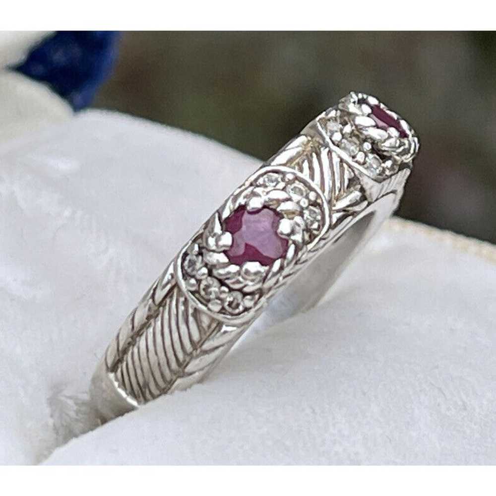 Judith Ripka Ruby Ring Estate Sterling Silver CZ … - image 4