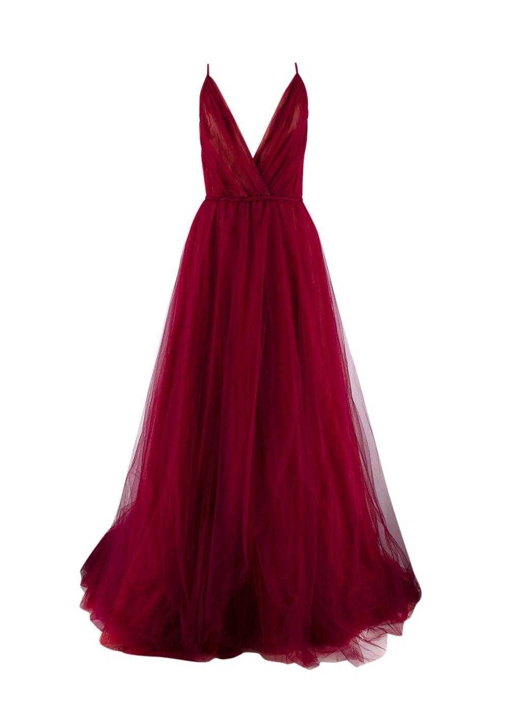 Managed by hewi Costarellos Wine Plunge Tulle Gown - image 1