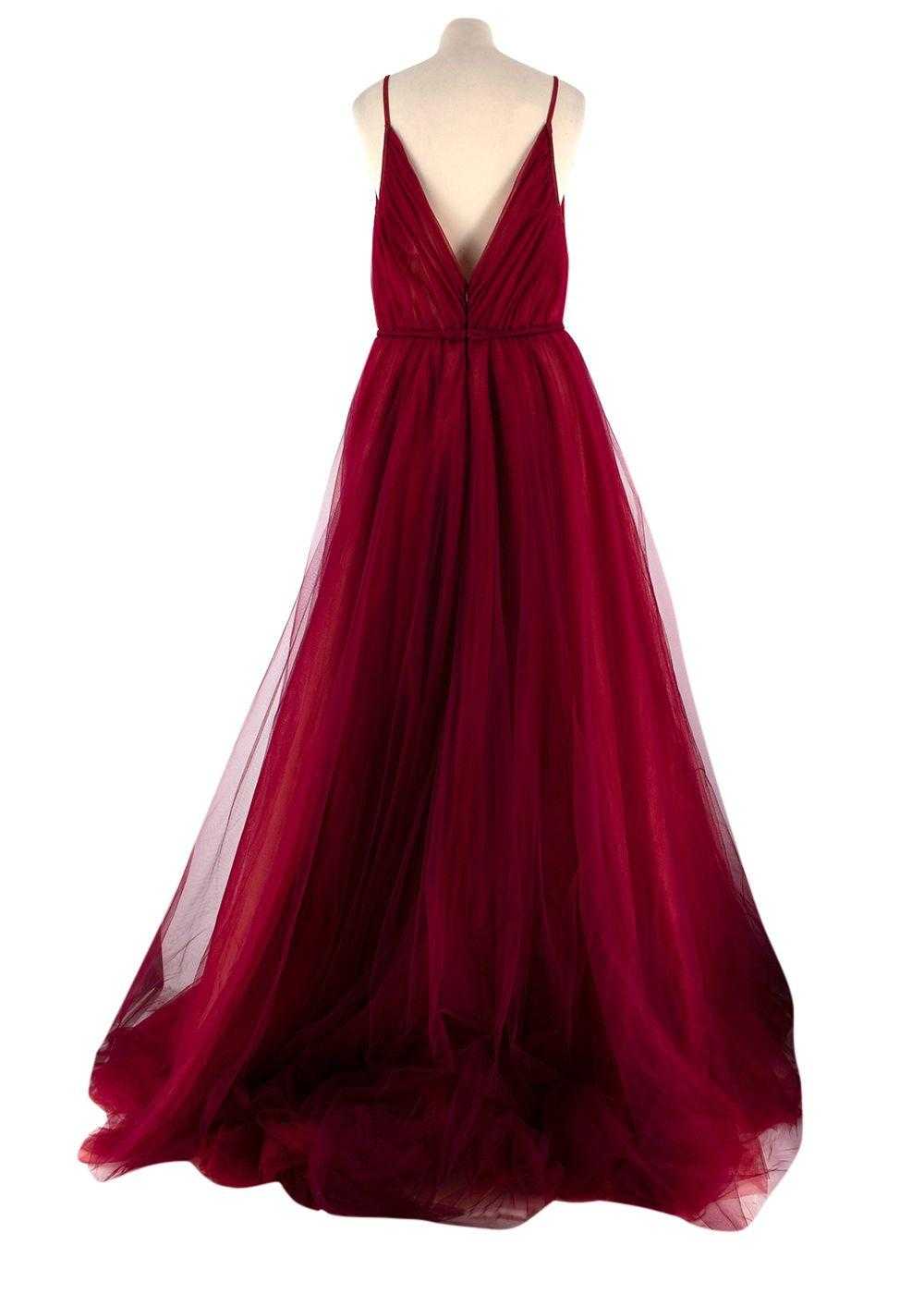 Managed by hewi Costarellos Wine Plunge Tulle Gown - image 2