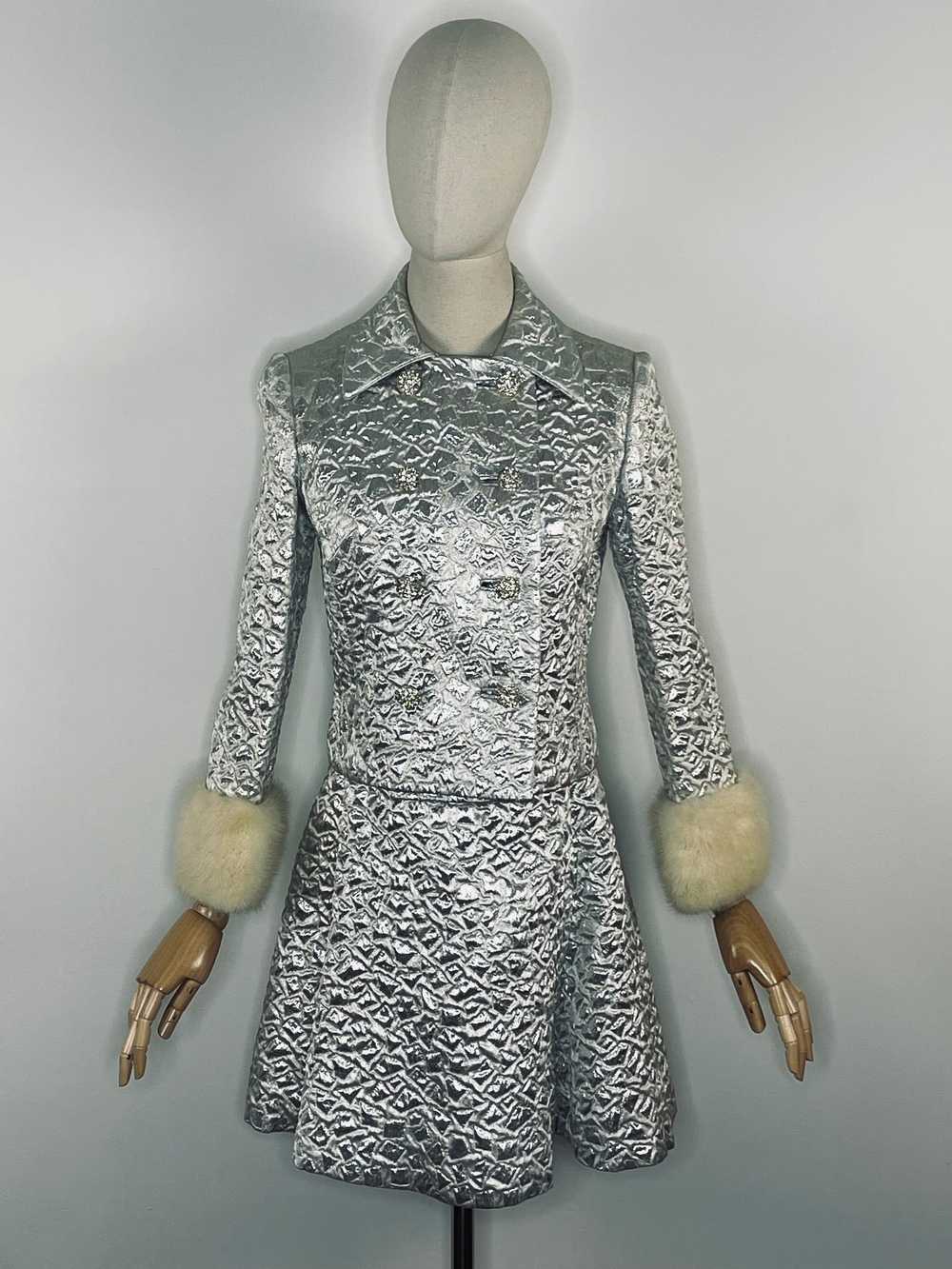 1960s silver brocade ensemble - image 1