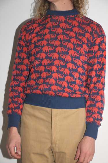 Vintage 1960's Elephant Cotton Knit Sweater, Sweat