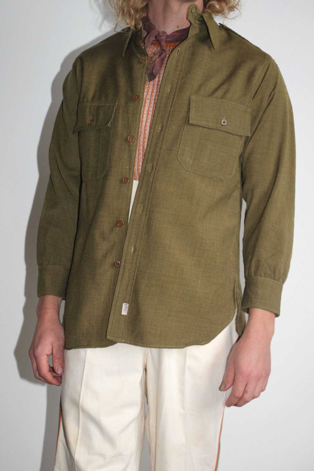 Vintage Chin Strap Wool Army Button Down - image 2