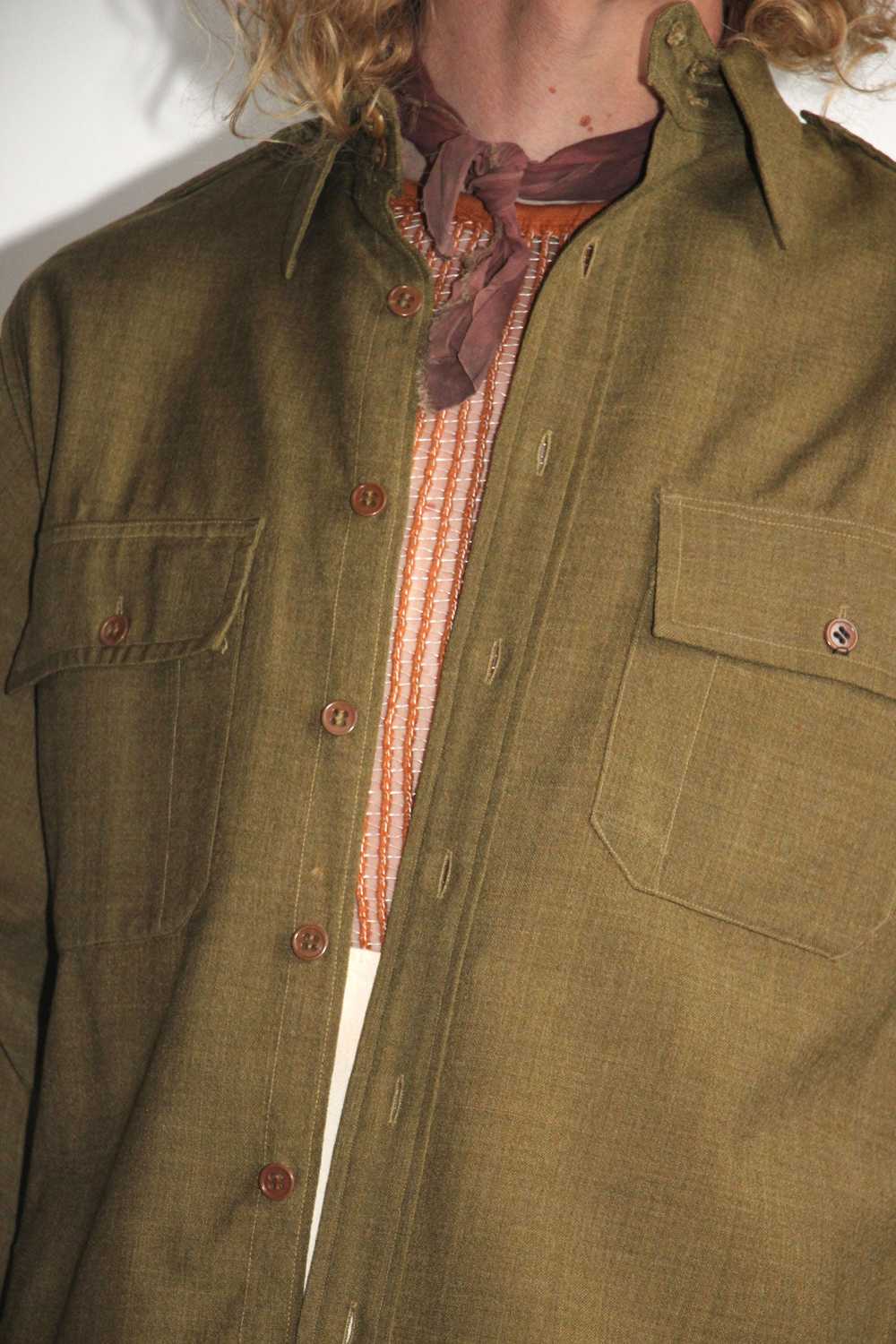 Vintage Chin Strap Wool Army Button Down - image 3