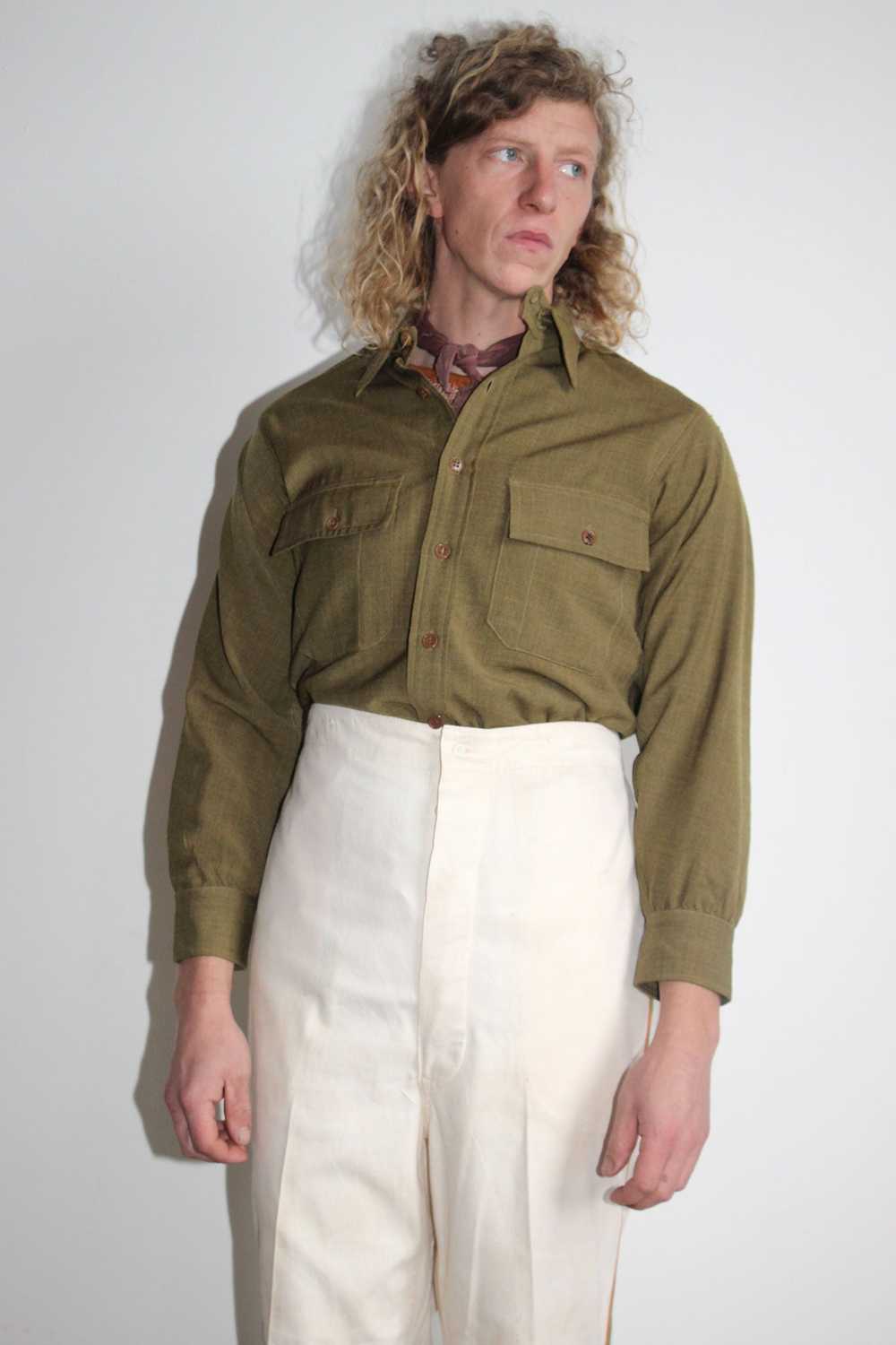 Vintage Chin Strap Wool Army Button Down - image 5