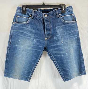 Balmain Men Blue Distressed Denim Shorts Sz 32 - image 1