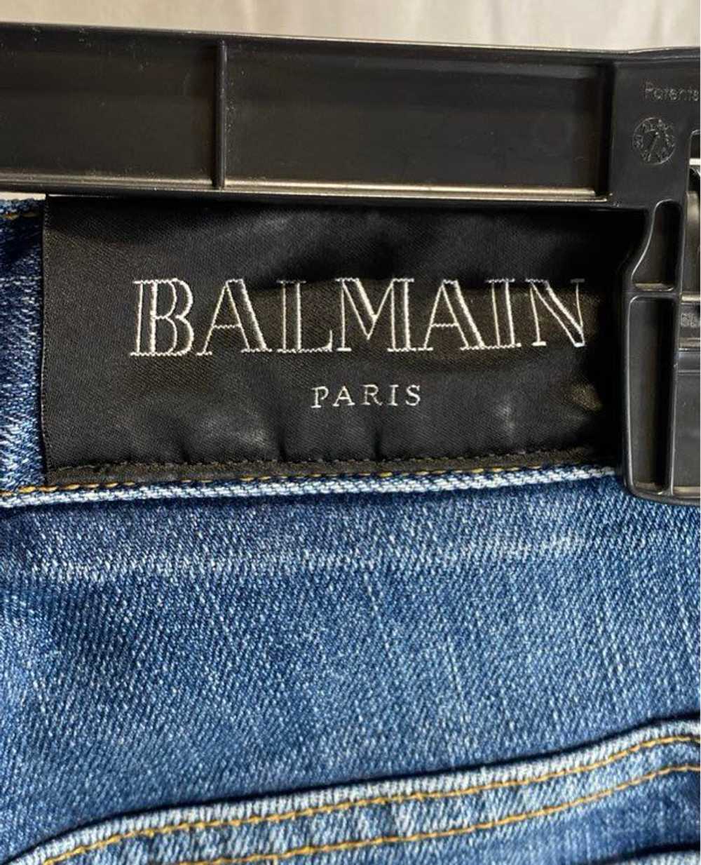 Balmain Men Blue Distressed Denim Shorts Sz 32 - image 3