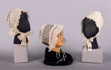 THREE EMBROIDERED OR LACE BONNETS, 1840-1850s - image 1