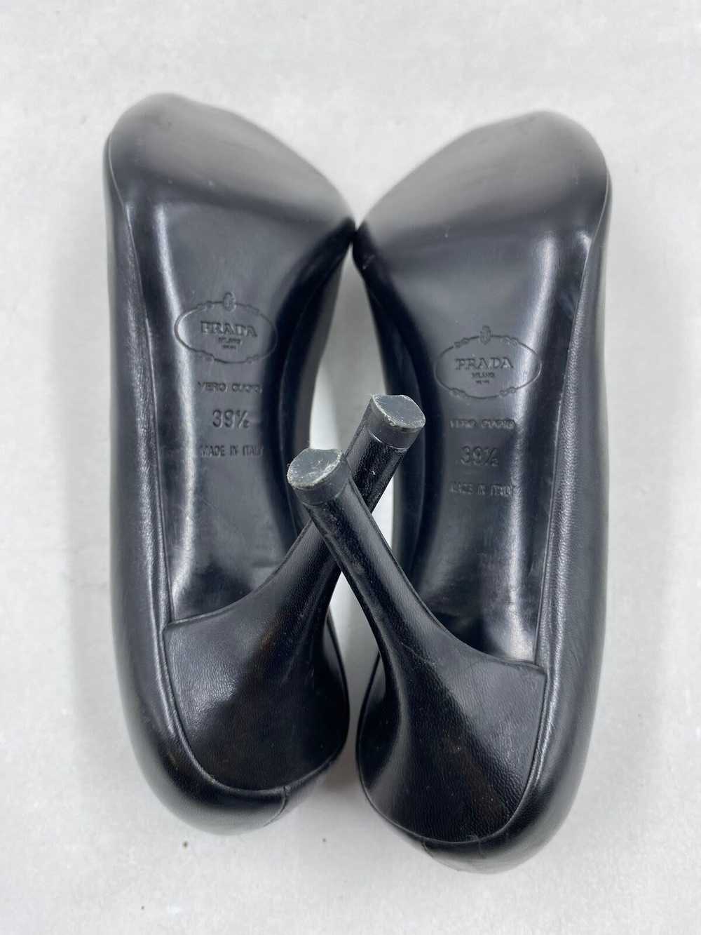 Authentic Prada Black Leather Peep Toe Pump W 9 - image 7