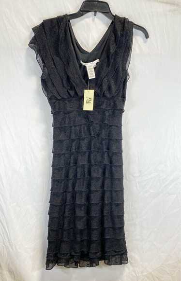 NWT Max Studio Womens Black Tiered Ruffle V-Neck S